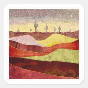 Sticker Carré Paysage de cactus du désert