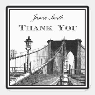 Sticker Carré Paysage de NYC Pont de Brooklyn #2 Merci