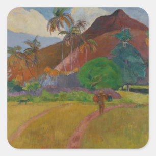 Sticker Carré Paysage de Tahitian, 1891 (huile sur la toile)