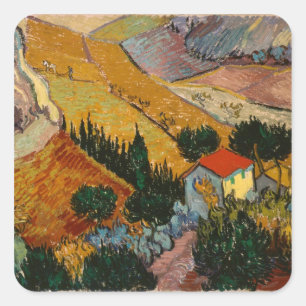 Sticker Carré Paysage de Vincent van Gogh avec la Chambre et