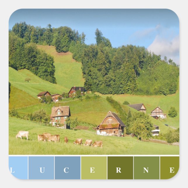 Sticker Carré Paysage d'été en Suisse (Devant)