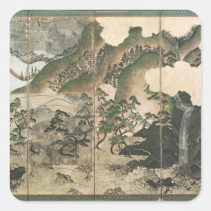 Sticker Carré Paysage d'hiver de clair de lune