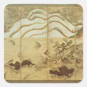 Sticker Carré Paysage d'hiver de clair de lune