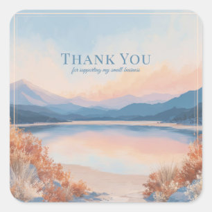 Sticker Carré Paysage élégant du lac Blue Mountain Peach