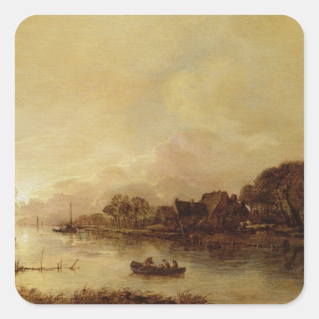 Sticker Carré Paysage fluvial (Devant)