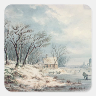 Sticker Carré Paysage : Hiver