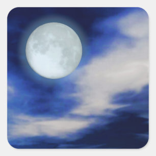 Sticker Carré Paysage lunaire avec nuages lune