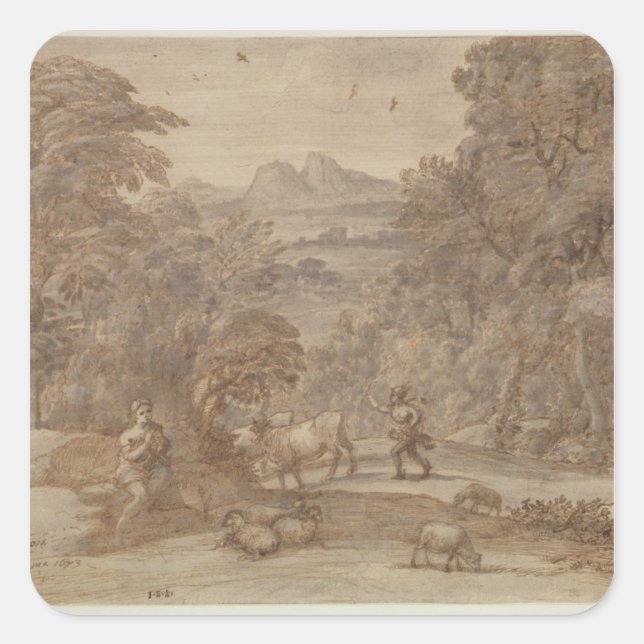 Sticker Carré Paysage Mercure et Apollo (Devant)