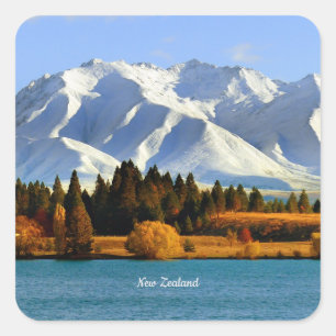 Sticker Carré Paysage montagneux de Nouvelle-Zélande