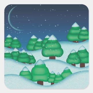 Sticker Carré Paysage neigeux