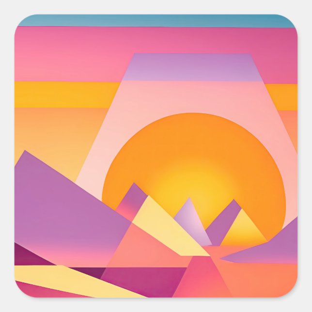 STICKER CARRÉ PAYSAGE NEO GEO SUNSET (Devant)
