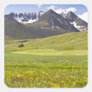 Sticker Carré Paysage panoramique de la vallée de Svarfadardalur