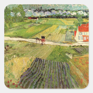Sticker Carré Paysage, transport et train par Vincent van Gogh