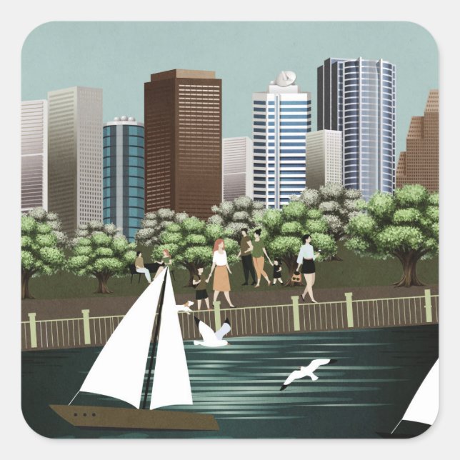 Sticker Carré Paysage urbain (Devant)