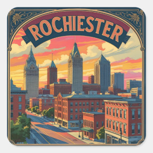 Sticker Carré Paysage urbain de Rochester, État de New York, Éta