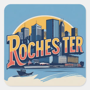 Sticker Carré Paysage urbain de Rochester, État de New York, Éta