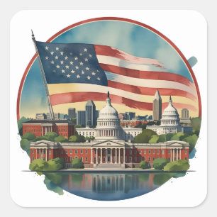 Sticker Carré Paysage urbain de Washington D.C.