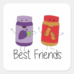 Sticker Carré PB et J Best Friends Pb et J BFF Dessin