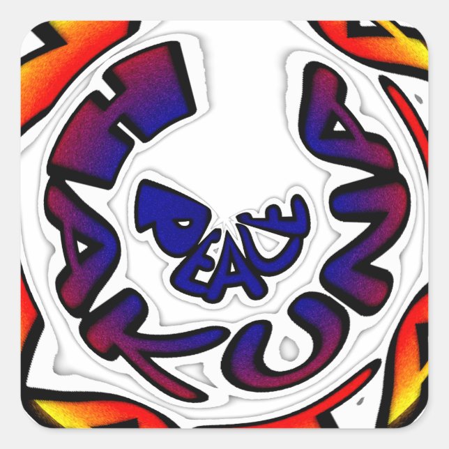 Sticker Carré "Peace Hakuna Matata" (Devant)