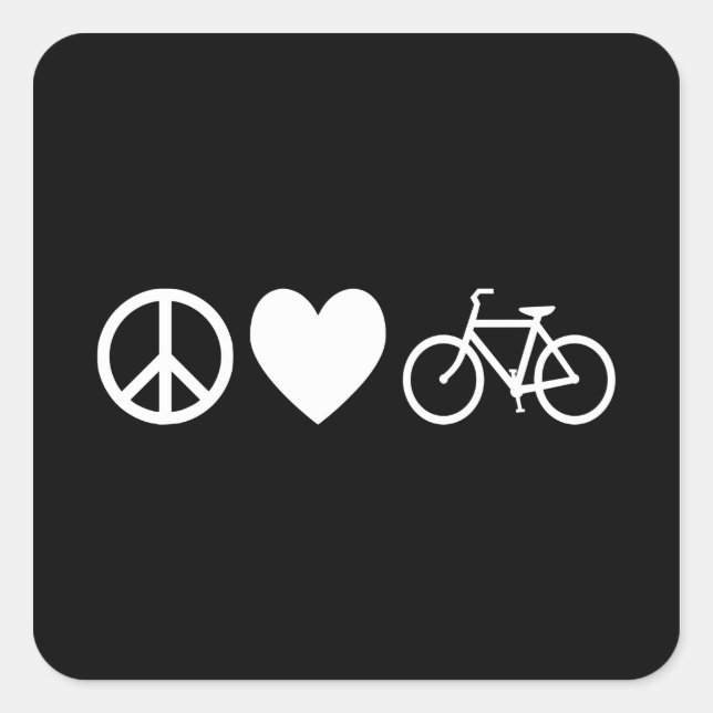Sticker Carré Peace Love and Bicycles (Devant)