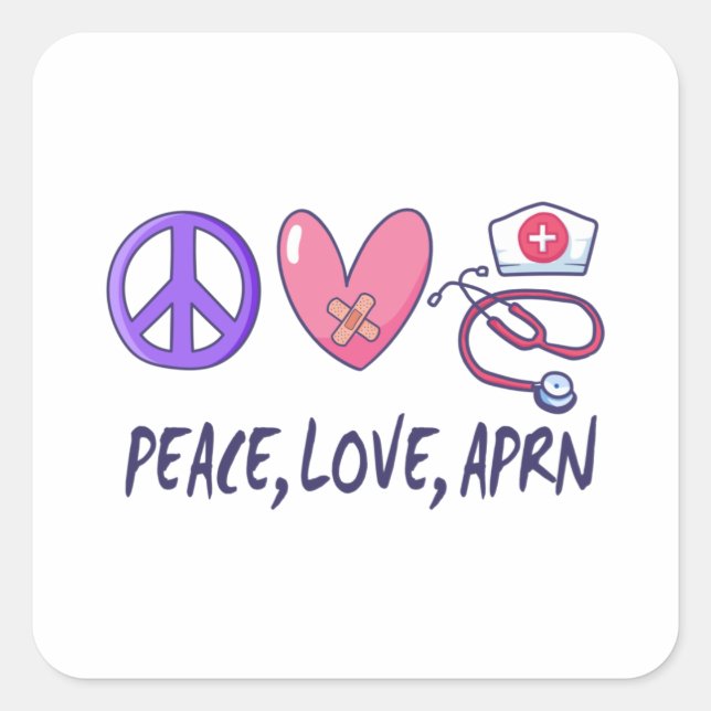 Sticker Carré Peace Love APRN (Devant)