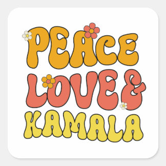 Sticker Carré Peace Love et Kamala