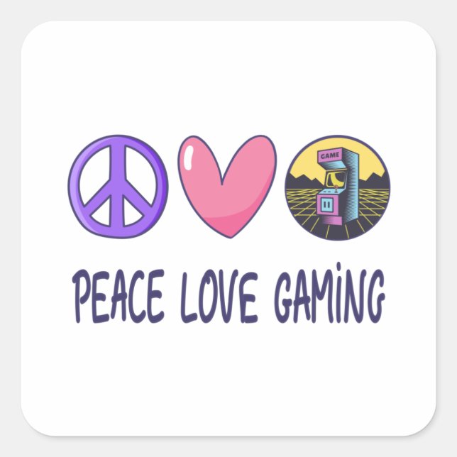 Sticker Carré Peace Love Gaming (Devant)
