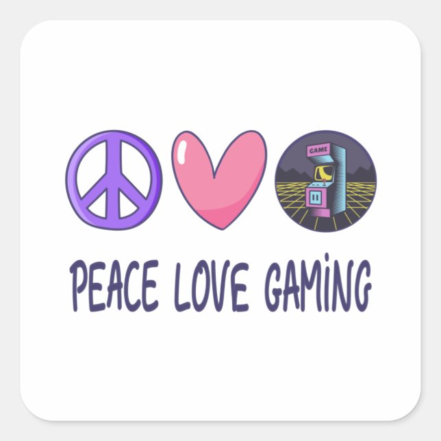 Sticker Carré Peace Love Gaming (Devant)