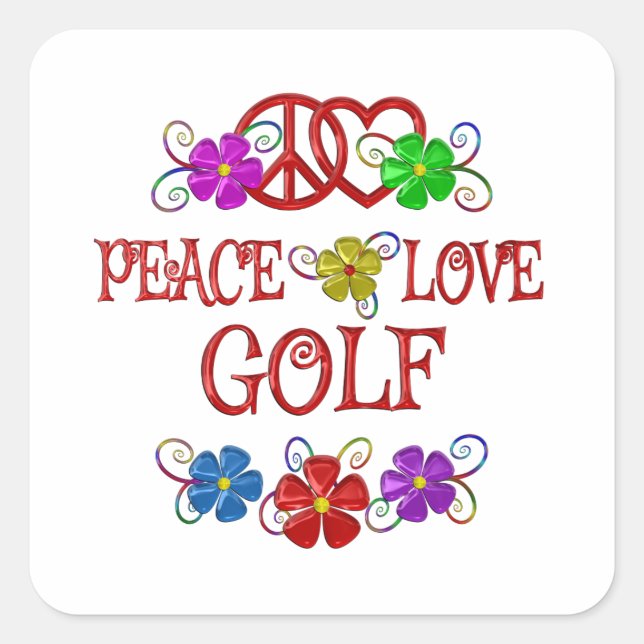 Sticker Carré Peace Love Golf (Devant)