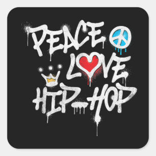 Sticker Carré Peace Love Hip hop Dancing