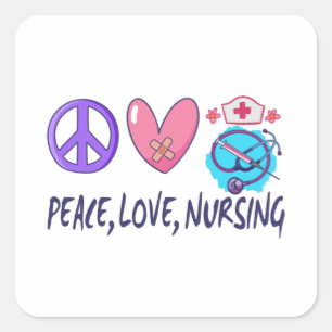 Sticker Carré Peace Love Nuring