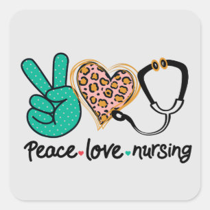 Sticker Carré Peace Love Nuring