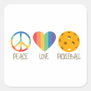 Sticker Carré Peace Love Pickleball
