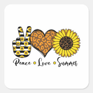 Sticker Carré Peace Love Summer Cool T Shirt