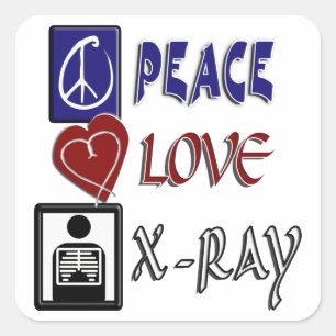 STICKER CARRÉ PEACE LOVE X-RAY RADIOLOGY