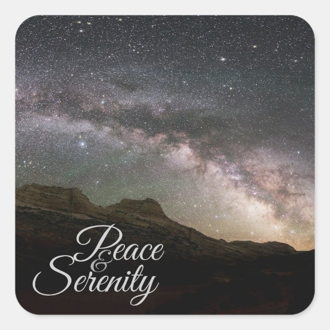 Sticker Carré Peace & Serenity Mountain Night Sky (Devant)