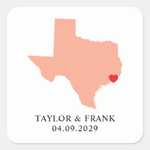 Sticker Carré Peach Texas Mariage