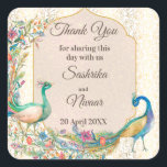 Sticker Carré Peacock Arabe motif Indien mariage faveur cadeau<br><div class="desc">Peacock Arabian motif mariage indien faveur merci autocollant cadeau.</div>