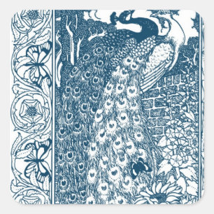 Sticker Carré Peacock Art Nouveau