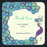 Sticker Carré Peacock Elegance Vintage Merci Mariage<br><div class="desc">🌟 Pour une assistance personnalisée avec mon design ou pour des demandes spéciales, n'hésitez pas à contacter avant de commander! Je suis ici pour vous aider. 🌟 Elevez vos notes de remerciement avec les "Stickers Merci Vintage multicolore Peacock Elegance", où la beauté intemporelle rencontre la sophistication moderne. Inspirés par l'opulence...</div>