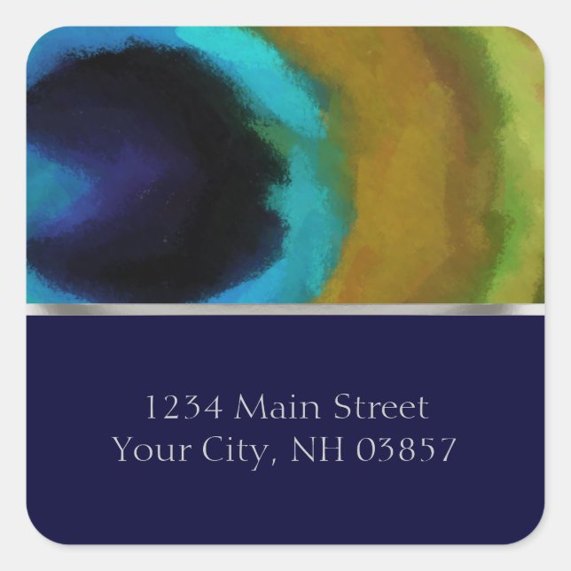 Sticker Carré Peacock Eye et Navy (Devant)