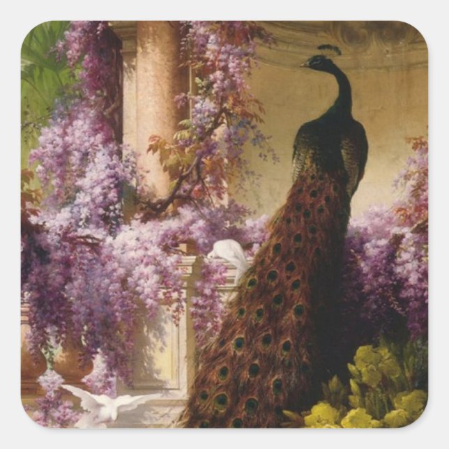 Sticker Carré Peacock vintage (Devant)