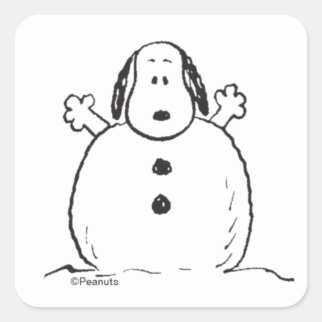 Sticker Carré Peanuts | Snoopy Playing Snowman (Devant)