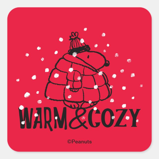 Sticker Carré Peanuts | Snoopy Warm & Cozy (Devant)
