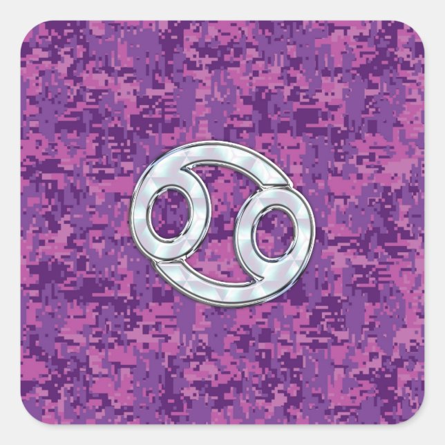 Sticker Carré Pearle comme cancer Zodiac Connexion Camo numériqu (Devant)