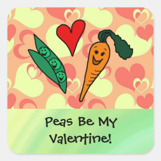 Sticker Carré Peas Be My Valentine