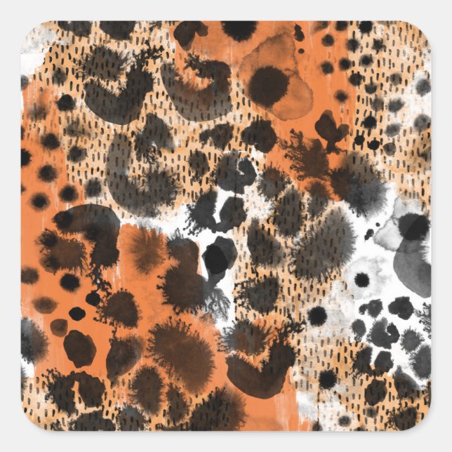 Sticker Carré Peau animale : motif léopard créatif. (Devant)