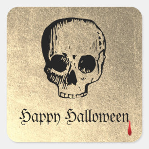 Sticker Carré Peau de la partie d'Halloween pour adultes d'or