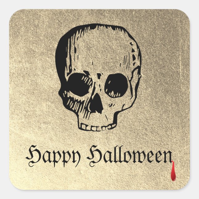 Sticker Carré Peau de la partie d'Halloween pour adultes d'or (Devant)