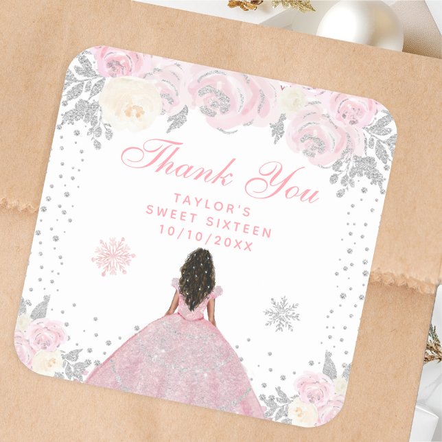 Sticker Carré Peau rose foncée hiver Princesse Sweet sixteen (Créateur téléchargé)